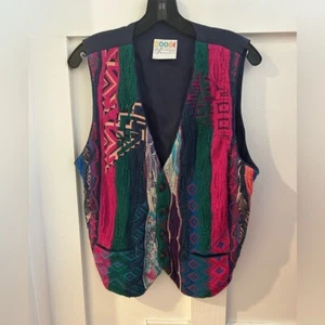 Vintage COOGI cotton button down 3D sweater Vest Men's Small - Picture 1 of 4