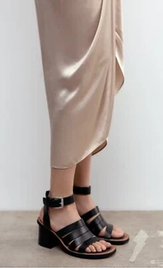 ZARA 100% LEATHER STRAPPY SANDALS US SIZE 9 NEW WITH TAG AND BOX - Picture 1 of 9