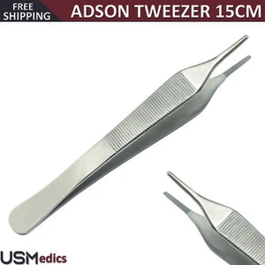 Chirurgische Adson Gewebepinzette Daumenpinzette gezackte Spitze Verbandspinzette 15 cm - Bild 1 von 4