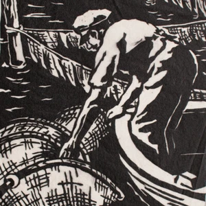 Fischer Boddenfischer an der Aalreuse arte alemán oriental signo xilografía 1963 - Imagen 1 de 4