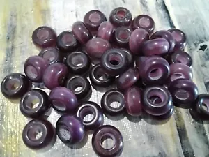 Glass Cat Eye European Bead, Rondelle, 14x7mm, Large Hole, 10 Pce, Purple - Picture 1 of 2