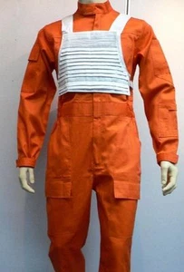 X-Wing Rebel Fighter Pilot Orange Jumpsuit + White Flak Vest Star Wars Costume - Picture 1 of 3