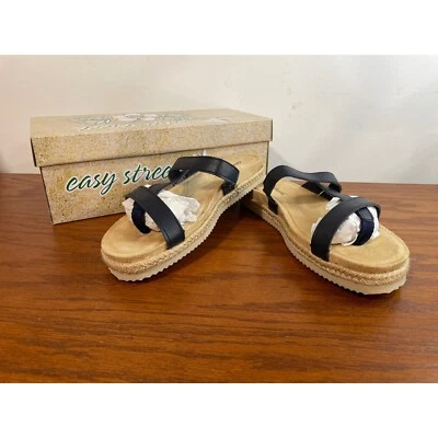 NUEVAS Sandalias Alpargata Mujer 5 Azul Marino Tanga Tiras Cómodas Deslizamientos Fácil Calle Foto 1 de 4