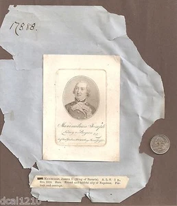 MAXIMILLIAN JOSEPH KING BAVARIA ANTIQUE Engraving Etching W CLIPPINGS GEIFSLER? - Picture 1 of 2