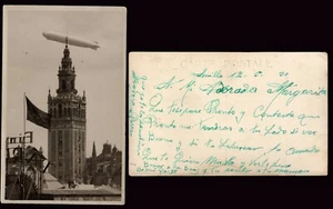Sevilla - TP - 1930 - Postal "Zeppelin sobrevolando Sevilla" sin circular - Imagen 1 de 1
