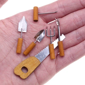 6PCS Mini Farming Tools Set 1:12 Simulation Gardening Tool Kids Cleaning Toys - Picture 1 of 6