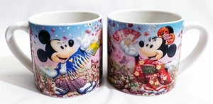 Tokyo Disney Resort Coffee Mug Tea Cup Set Mickey & Minnie Kimonos Rabbits 2011 - Picture 1 of 6