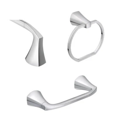 Baño Moen Lindor Acc. Kit de 3 piezas soporte de papel higiénico cromado toallero anillo de barra Foto 1 de 2