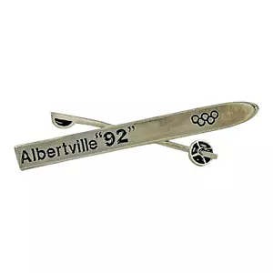 Vintage Albertville Winter Olympics 1992 Skiing Lapel Hat Pin Souvenir Ski Gift - Picture 1 of 6