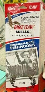 Eagle Claw, Baitholder, Snells, Sz, 10, 8, 6, 4, 2, 1/0, Qty 24, Fishhooks 031Q - Picture 1 of 1