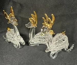 3er Set Vintage Spinnglas Rentier Ornamente - Bild 1 von 11