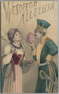 POLEN ANTIKE POLNISCHE GRUSSKARTE FROHE OSTERN - Bild 1 von 2