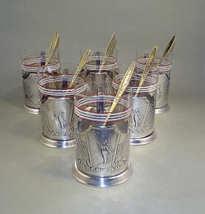 6 Vintage Russian USSR Space Era Tea Cup w/ Glasses - The First Woman In Space - Imagen 1 de 11