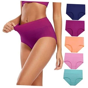  Women's Cotton Underwear High Waisted Full Coverage Large Multicolor-5pack-a4 - Picture 1 of 6