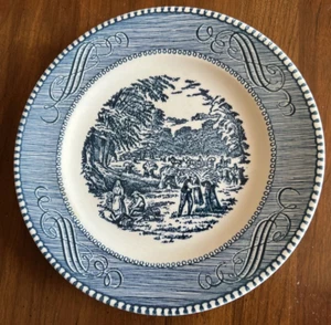 PIATTO PANE E BURRO VINTAGE CURRIER & IVES BLUE di ROYAL, HARVEST, 6 3/8" - Foto 1 di 5