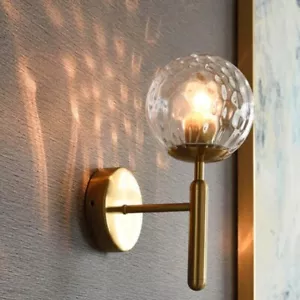 Glass Wall Light Indoor Wall Lamp Bedroom Gold Wall Lighting Hallway Wall Sconce - Picture 1 of 7