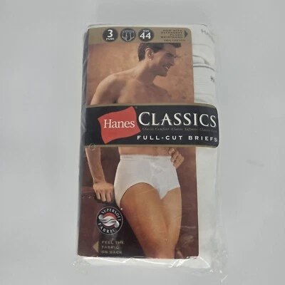 Hanes Classics Full-Cut White Briefs 3 Pack Size 44 Style 7760 Vintage 2002 - Image 1 of 4