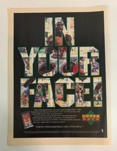 1992 Upper Deck Michael Jordan In Your Face Print Ad NBA Basketball Card Air - Picture 1 of 2