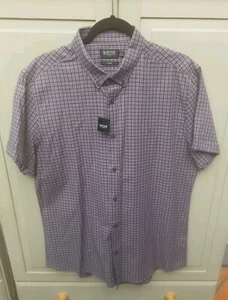 Men's BURTON 100% Cotton Short Sleeved Slim Fit Shirt Size L-42-44" Chest NWT - Picture 1 of 9