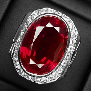 Glamorous Scarlet Red Spinel 16Ct 925 Sterling Silver White Gold Plated Rings - Picture 1 of 9