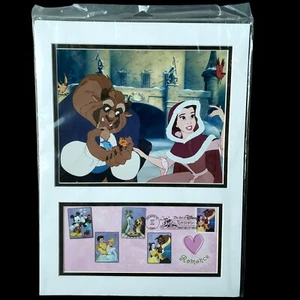 Art Of Disney Postage Stamps Romance First Day Issue Framed Beauty and The Beast - Picture 1 of 6
