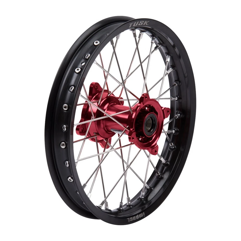 Tusk Impact Complete Wheel -Rear 16 x 1.85 Black Rim/Silver Spoke/Red Hub CRF110 - Imagem 1 de 4