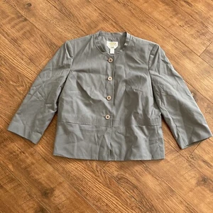 Talbots Women's 4 Button Blazer Jacket Size 6P 6 Petite Gray Suit Coat Wool - Picture 1 of 6