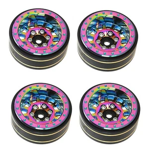 4Pcs 1.1inches Brass Beadlock Wheel Hub Rims for Axial SCX24 1/24 RC Crawler Car - Picture 1 of 15