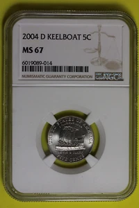 2004-D NGC MS67 Keelboat Jefferson Nickel 5c #B38073 - Picture 1 of 2