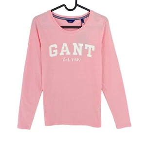 GANT Pink Logo Long Sleeves Crew Neck T Shirt Size XS - Picture 1 of 11