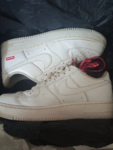 Size 9.5 Uk - Nike Air Force 1 x Supreme Low Box Logo - White - Picture 1 of 4