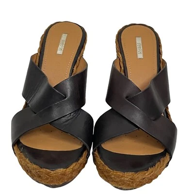 Chinelo Geox Respira Wedge D22Q4F tamanho 41 couro marrom cruzado acabamento trançado - Imagem 1 de 4