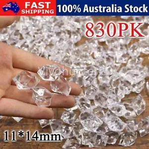 830PCS Clear Acrylic Ice Cube Stones Wedding Party Vase Table Decoration Fillers - Picture 1 of 11