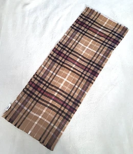 Banana Republic Women Cozy Scarf Checkered Rectangle Eyelash Fringe Camel Preppy - Picture 1 of 9