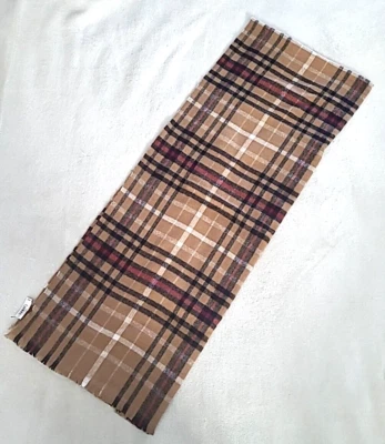 Banana Republic Women Cozy Scarf Checkered Rectangle Eyelash Fringe Camel Preppy - Image 1 of 4