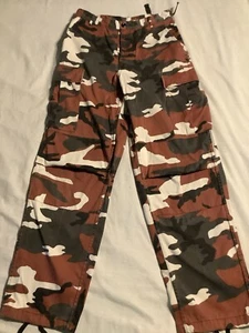 Camouflage Camo Pants Trousers Military Cargo Red White Black Army - Picture 1 of 15