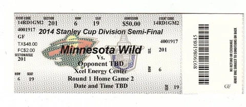 2014 MINNESOTA WILD VS COLORADO AVALANCHE TICKET STUB GAME #4 PLAYOFFS 4/21 TM Cover