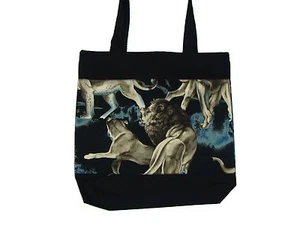 TOTEBAG US BORSA FATTA A MANO ANIMALE REGNO IMMAGINE LEONE TESSUTO COTONE, NUOVA - Foto 1 di 1