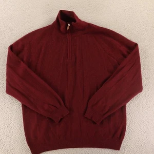 Alan Flusser Sweater Mens L Red 100% Cashmere Half Zip Pullover Luxury Soft - Picture 1 of 8