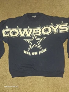 Dallas Cowboys Sweatshirt Mens XL Spellout Print Pullover AOP NFL Vintage 1997 - Picture 1 of 8