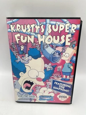Krusty's Super Fun House (Sega Genesis, 1992) Authentic Game With Case/box - Image 1 of 4