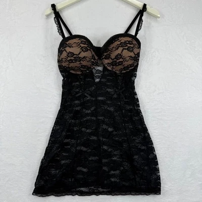Adore Me Babydoll de Encaje Negro Chemise Teddy Lencería Para Mujer Talla L Foto 1 de 4