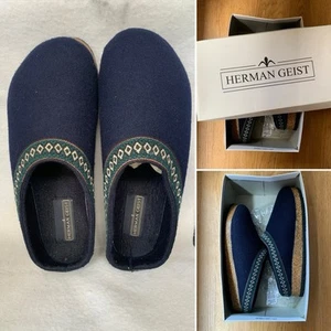 Herman Geist/Stegmann/Halflinger Vintage Women Navy Wool Cork Sole Clog Size 9 - Picture 1 of 12