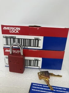 American Lock Red padlocks 12 pcs …SHACKLE = 1” X25/32” X1/4 W/2 KEYS +25 extra - Picture 1 of 9