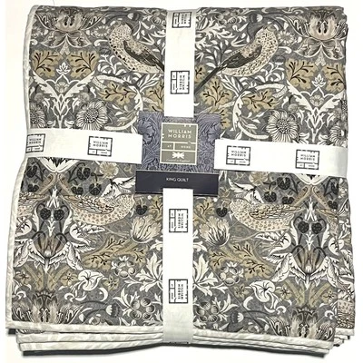 William Morris 草莓小偷炭灰色国王被子床罩 106 英寸 x 90 — 第 1/4 张图片