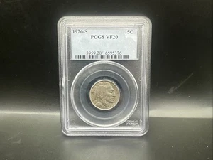 1926-S 5C Buffalo Nickel - PCGS VF20 - Key Date to the Buffalo Nickel Series - Picture 1 of 4