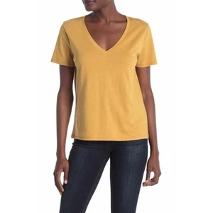 BP. T-shirt donna scollo a V manica corta marrone senape 3XL - Foto 1 di 3