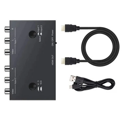 2 Port AV To HDMI Converter 2 In 1 Out 2 RCA To HDMI Adapter 2AV To HDMI - Image 1 of 4