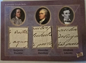 2025 Pieces of the Past Franklin/Hamilton/Lincoln TRIPLE HANDWRITTEN RELIC 207 - Picture 1 of 2