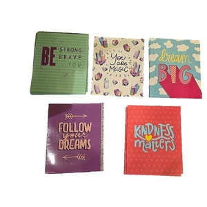 Set of 5 Motivational Pocket Folders Be Strong Brave Dream Kindness Magic - Picture 1 of 4